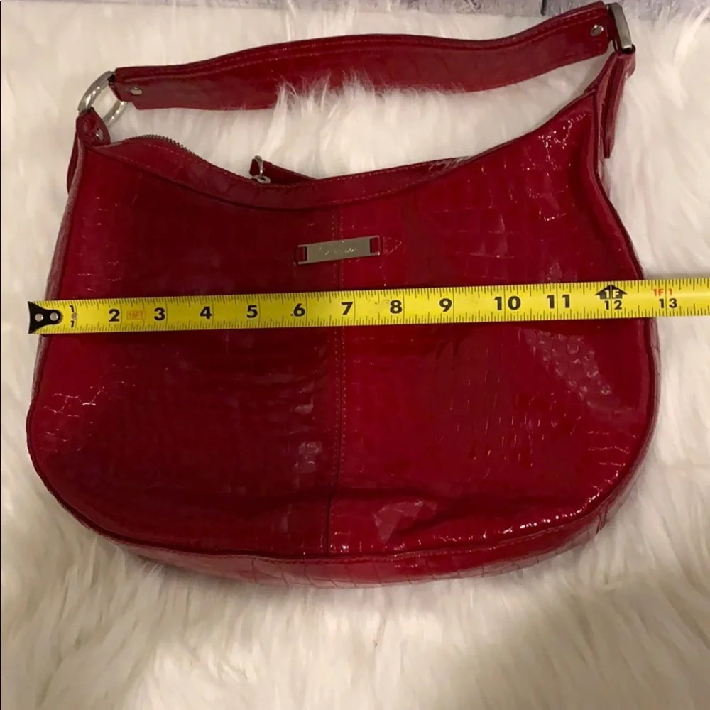 Cole Haan glossy Red leather crocodile Embossed bag